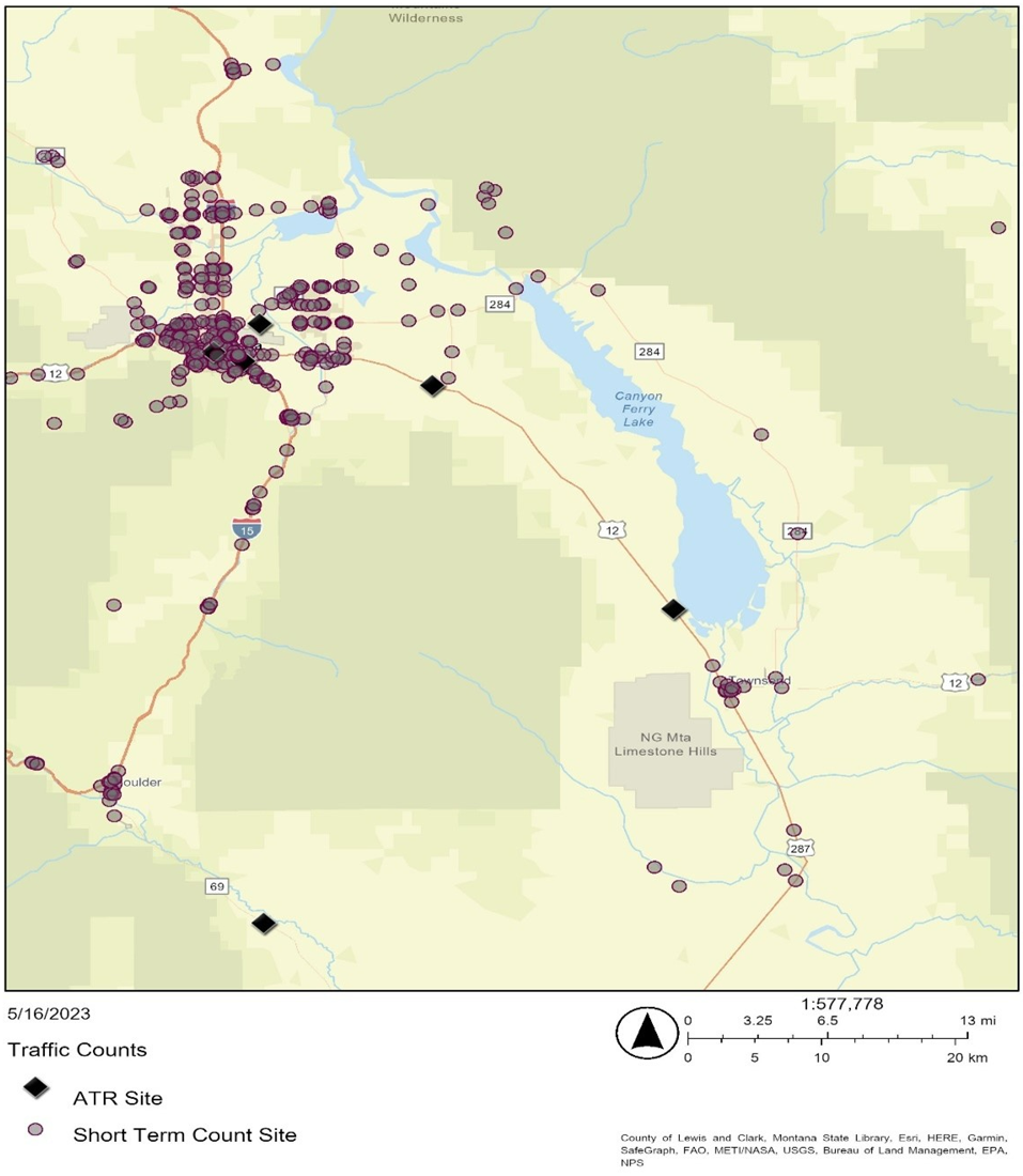 Traffic Data Sensors on US-287 - Townsend Route