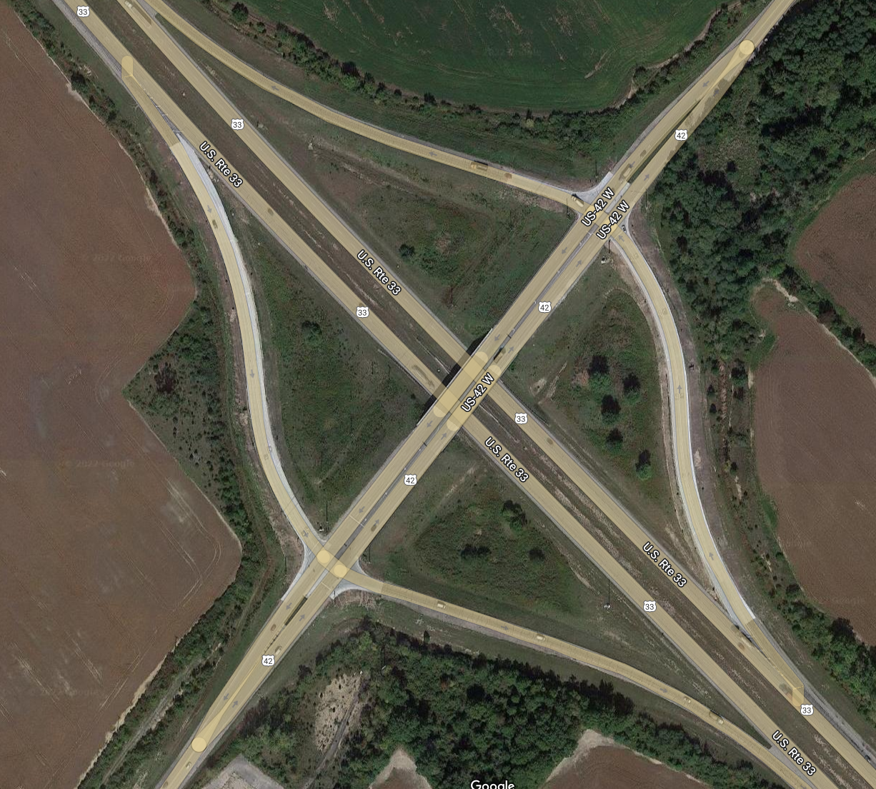 US-42. Source: Map data ©2022 Google